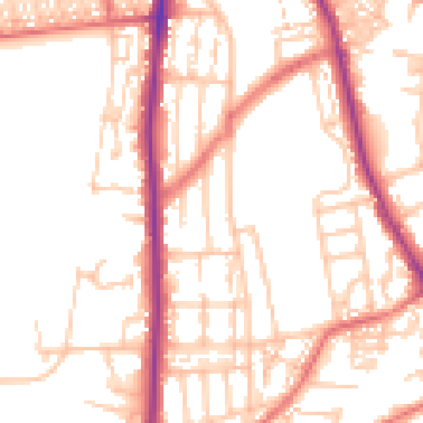 Daytime road noise heatmap for NE9 5DN