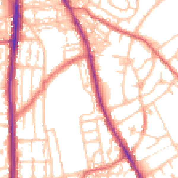 Daytime road noise heatmap for NE9 5DP