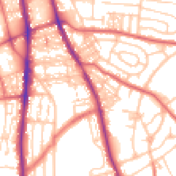 Daytime road noise heatmap for NE9 5DQ
