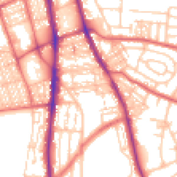 Daytime road noise heatmap for NE9 5DT