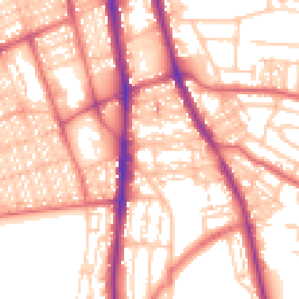 Daytime road noise heatmap for NE9 5DX