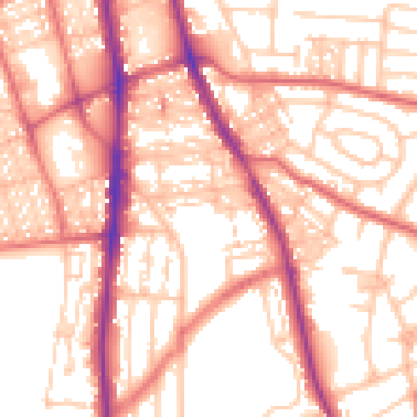 Daytime road noise heatmap for NE9 5DY