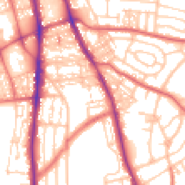 Daytime road noise heatmap for NE9 5EA