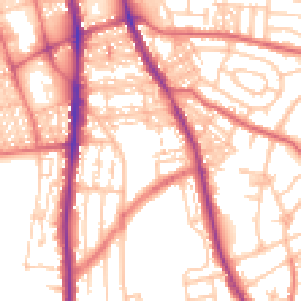 Daytime road noise heatmap for NE9 5ED