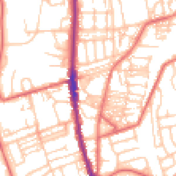 Daytime road noise heatmap for NE9 5ER