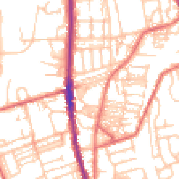 Daytime road noise heatmap for NE9 5ES