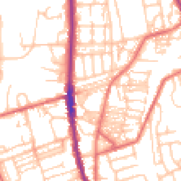 Daytime road noise heatmap for NE9 5EU