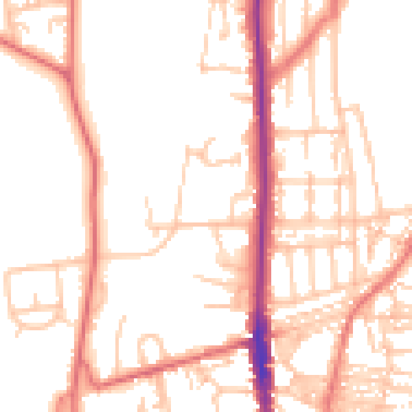 Daytime road noise heatmap for NE9 5FD