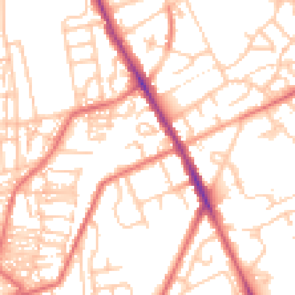 Daytime road noise heatmap for NE9 5FE