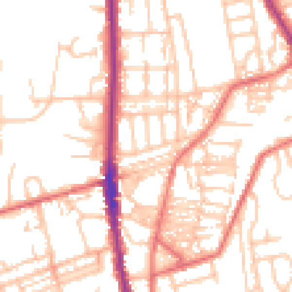 Daytime road noise heatmap for NE9 5HD
