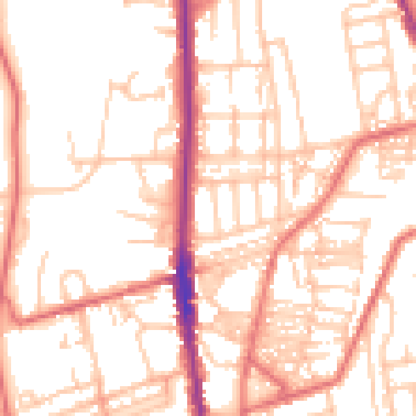 Daytime road noise heatmap for NE9 5HL