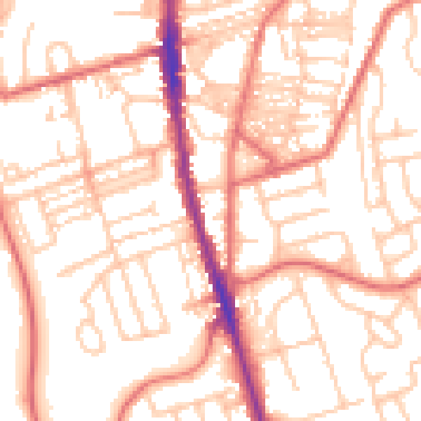Daytime road noise heatmap for NE9 5JH