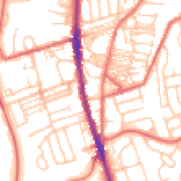 Daytime road noise heatmap for NE9 5JJ