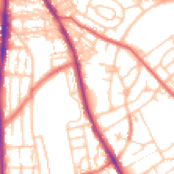 Daytime road noise heatmap for NE9 5JN