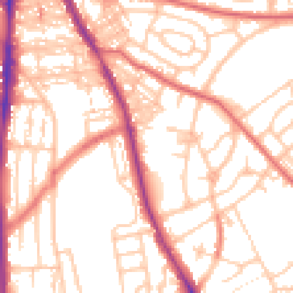 Daytime road noise heatmap for NE9 5JX