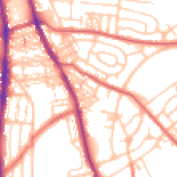 Daytime road noise heatmap for NE9 5LL