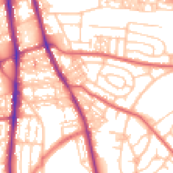 Daytime road noise heatmap for NE9 5LQ