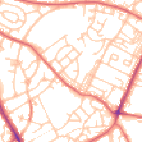 Daytime road noise heatmap for NE9 5NP