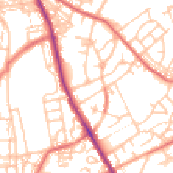 Daytime road noise heatmap for NE9 5PN