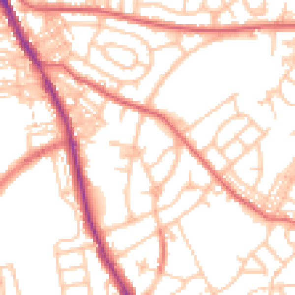 Daytime road noise heatmap for NE9 5PT