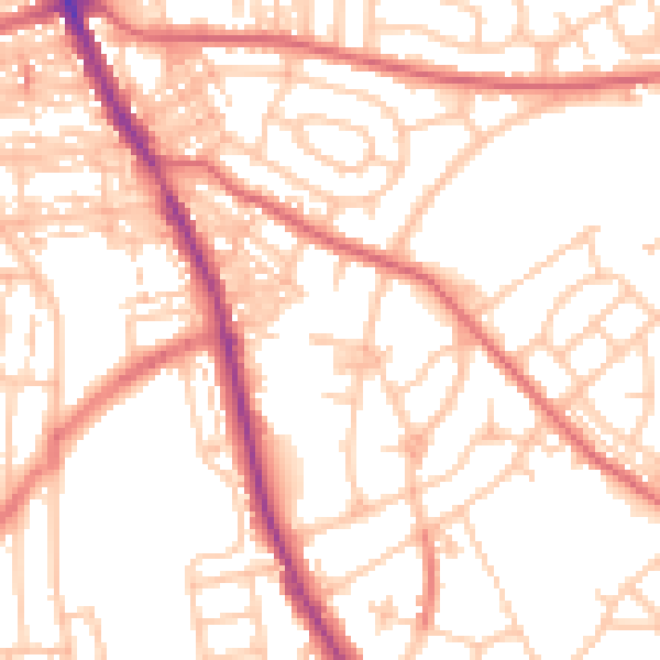 Daytime road noise heatmap for NE9 5PZ