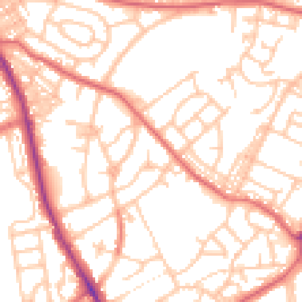 Daytime road noise heatmap for NE9 5QR