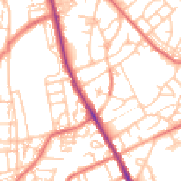 Daytime road noise heatmap for NE9 5QW