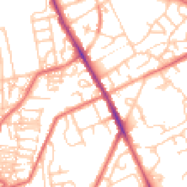 Daytime road noise heatmap for NE9 5RG