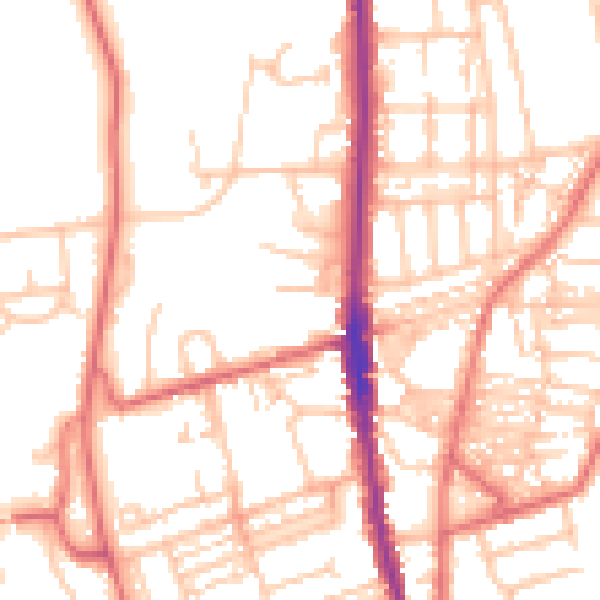 Daytime road noise heatmap for NE9 5RZ