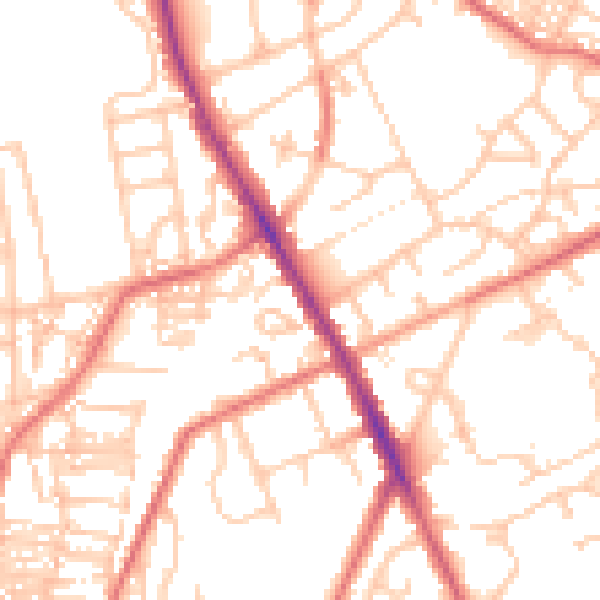 Daytime road noise heatmap for NE9 5SD