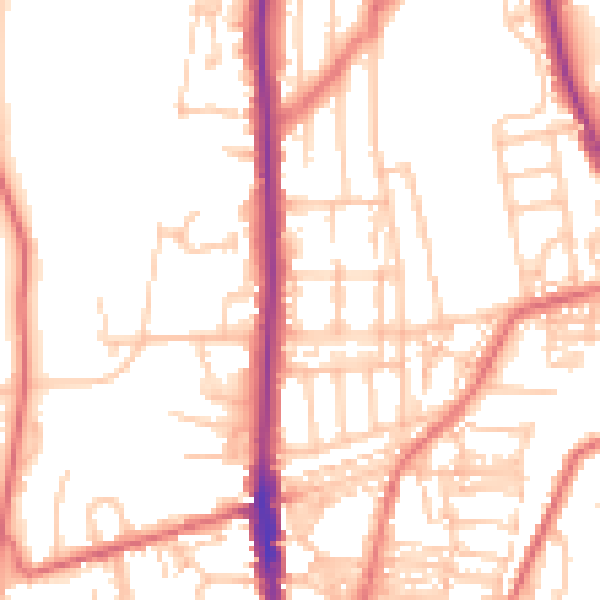 Daytime road noise heatmap for NE9 5TD