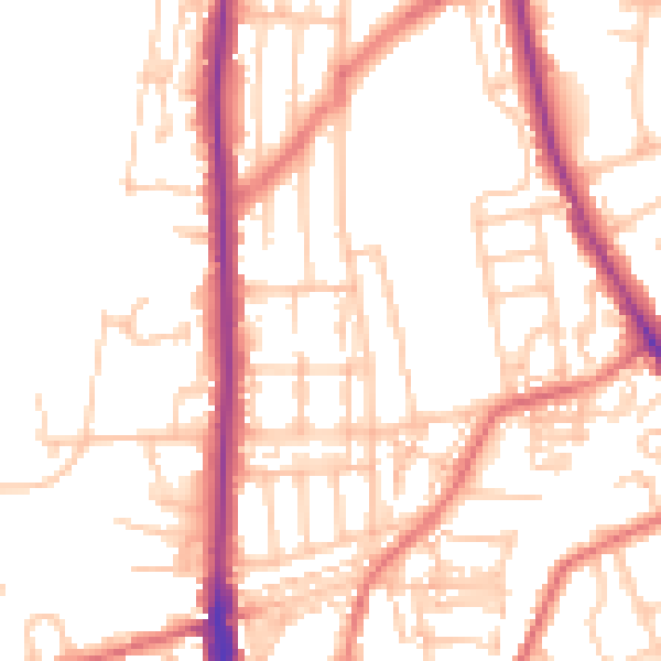 Daytime road noise heatmap for NE9 5TN