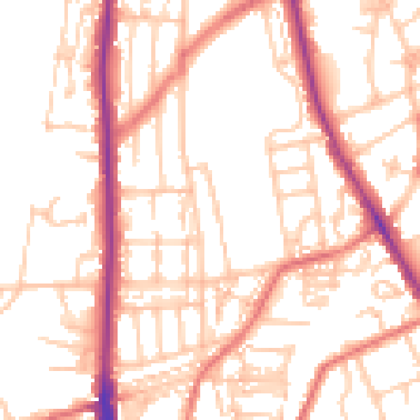 Daytime road noise heatmap for NE9 5UB