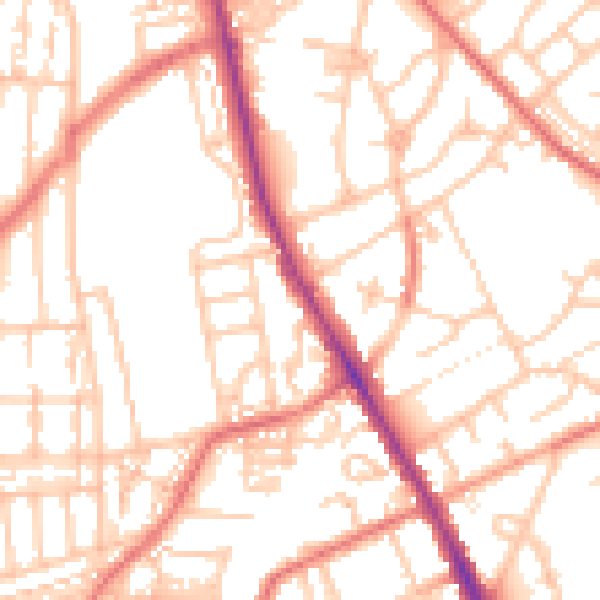 Daytime road noise heatmap for NE9 5UE
