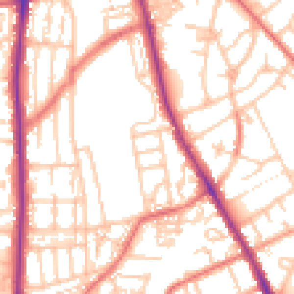 Daytime road noise heatmap for NE9 5UL