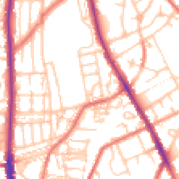 Daytime road noise heatmap for NE9 5UW
