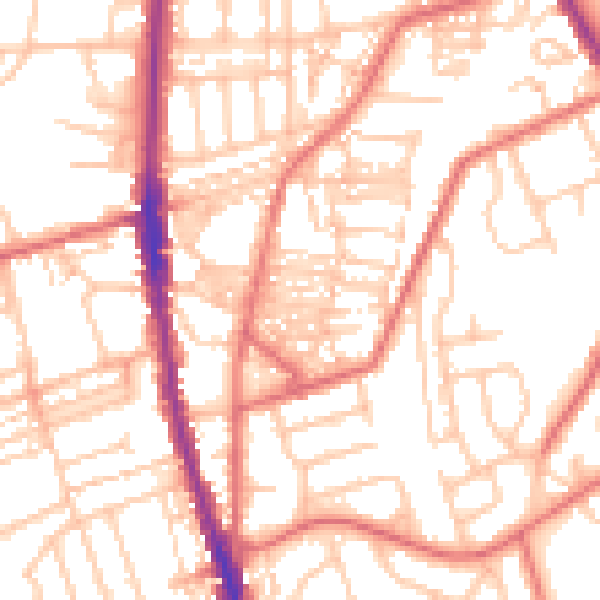 Daytime road noise heatmap for NE9 5XL