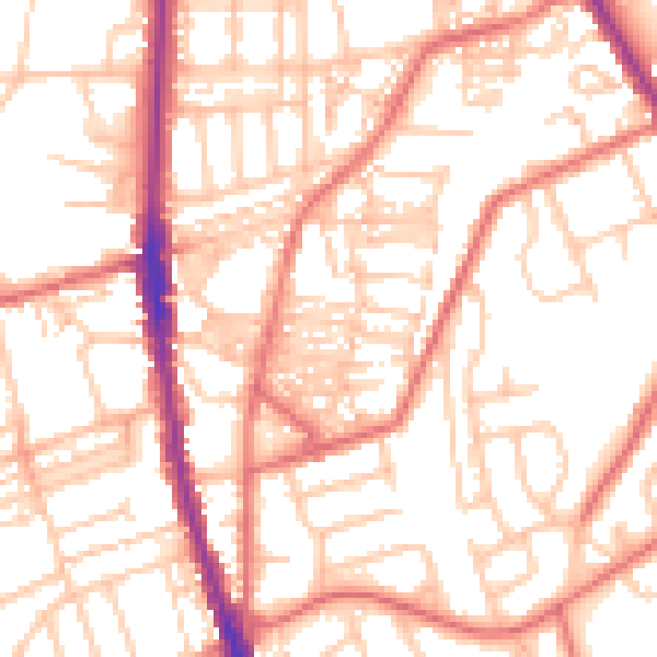 Daytime road noise heatmap for NE9 5XN