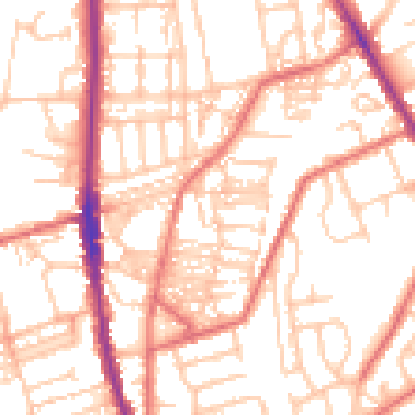 Daytime road noise heatmap for NE9 5XR