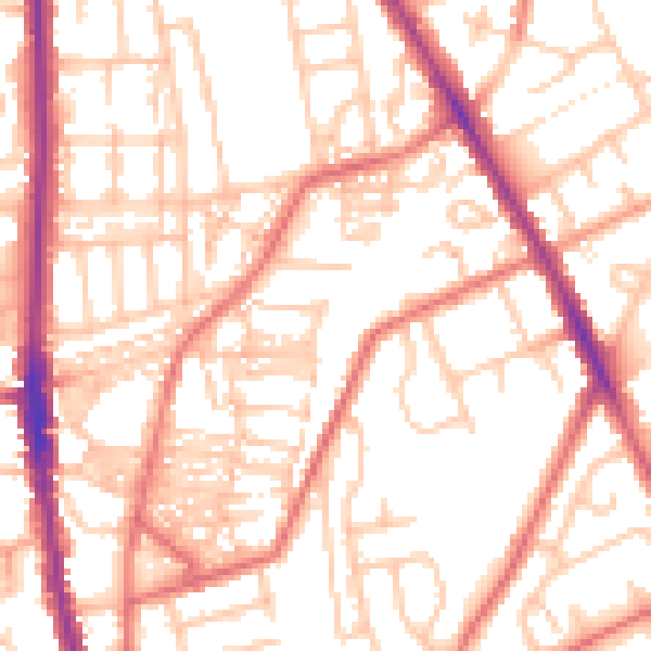Daytime road noise heatmap for NE9 5YE