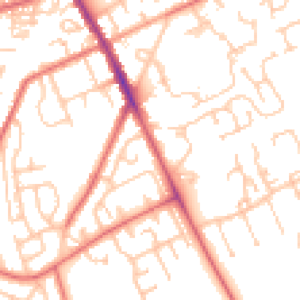 Daytime road noise heatmap for NE9 6AS