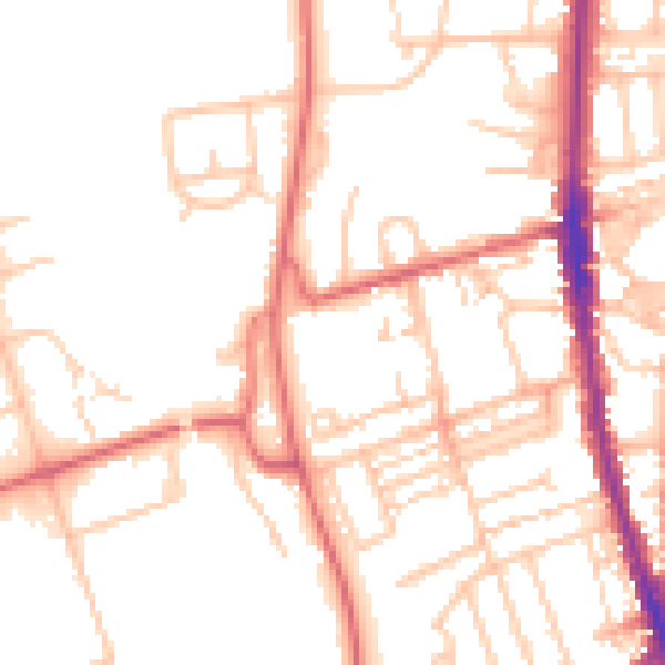 Daytime road noise heatmap for NE9 6BW