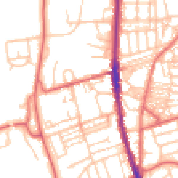 Daytime road noise heatmap for NE9 6DD
