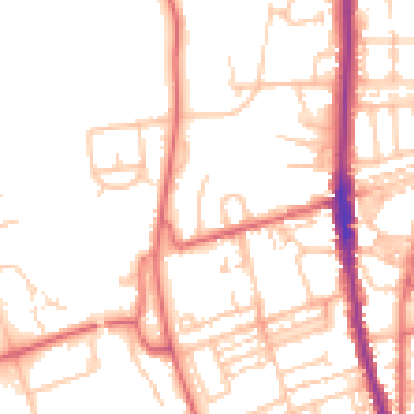 Daytime road noise heatmap for NE9 6DN