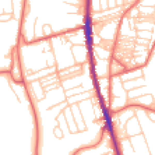 Daytime road noise heatmap for NE9 6EH