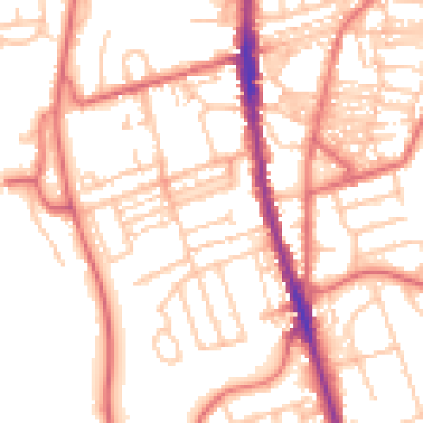 Daytime road noise heatmap for NE9 6ER