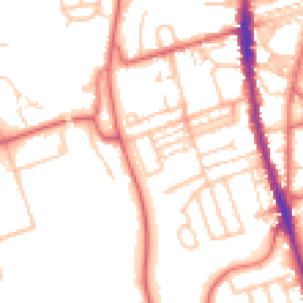 Daytime road noise heatmap for NE9 6EU
