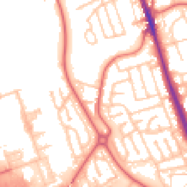 Daytime road noise heatmap for NE9 6JP