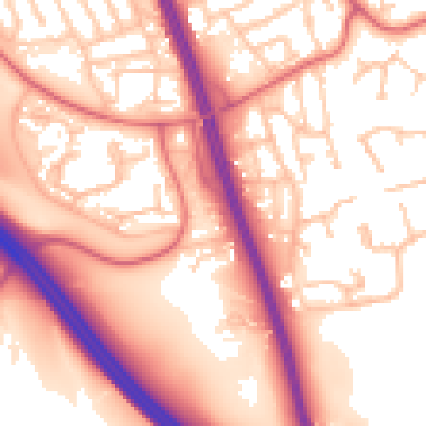 Daytime road noise heatmap for NE9 6LS