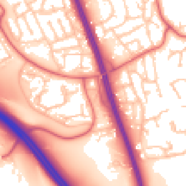 Daytime road noise heatmap for NE9 6LW